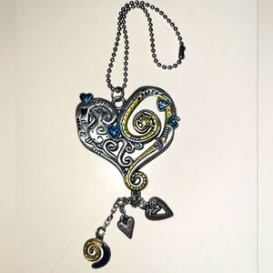 (2")🆕️🔥Vtg Pewter Heart Keychain/Purse Charm